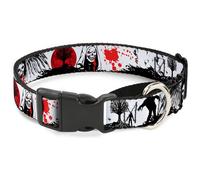 Plastic Martingale Collar Fright Night White/Black/Red WIDE-Large 18-32"