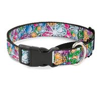 Plastic Martingale Collar Gems Stacked Multi Color WIDE-Medium 16-23"