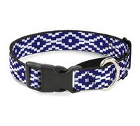 Plastic Martingale Collar Geometric Diamond Blue/White WIDE-Medium 16-23"