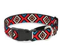 Plastic Martingale Collar Geometric1 Black/Red/Tan/Brown/Baby Blue WIDE-Large 18