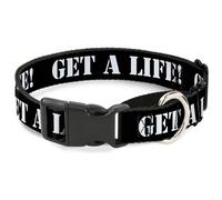 Plastic Martingale Collar GET A LIFE Black/White Large 15-26"