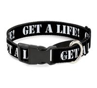 Plastic Martingale Collar GET A LIFE Black/White WIDE-Large 18-32"