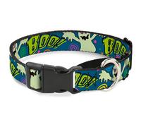 Plastic Martingale Collar Ghost BOO Blue/Multi Color WIDE-Large 18-32"