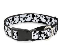 Plastic Martingale Collar Ghosts Scattered Black/White WIDE-Small 13-18"