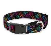 Plastic Martingale Collar Halftone Blocks Charcoal/Pinks/Greens/Orange/Yellow Sm