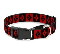 Plastic Martingale Collar Harley Quinn Diamond Blocks Red/Black Black/Red WIDE-S