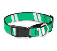 Plastic Martingale Collar Hash Mark Stripe Double Green/Silver Medium 11-17"
