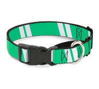 Plastic Martingale Collar Hash Mark Stripe Double Green/Silver WIDE-Medium 16-23