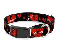 Plastic Martingale Collar Heart Breaker Black/White/Red Medium 11-17"