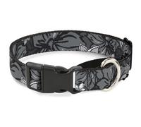 Plastic Martingale Collar Hibiscus Collage Gray Shades WIDE-Medium 16-23"
