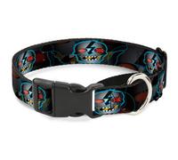Plastic Martingale Collar High Voltage Skull WIDE-Medium 16-23"