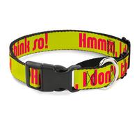 Plastic Martingale Collar HMMM, I DON'T THINK SO Yellow/Pink Medium 11-17"