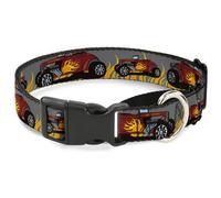 Plastic Martingale Collar Hot Rod w/Flames WIDE-Large 18-32"