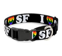 Plastic Martingale Collar I "HEART BRIDGE" SF Black/White/Rainbow Medium 11-17"