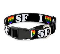 Plastic Martingale Collar I "HEART BRIDGE" SF Black/White/Rainbow WIDE-Medium 16