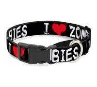 Plastic Martingale Collar I "Heart" ZOMBIES Bloody Splatter Black/White/Red Smal