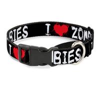 Plastic Martingale Collar I "Heart" ZOMBIES Bloody Splatter Black/White/Red WIDE