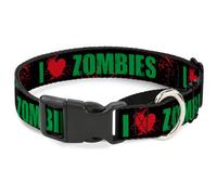 Plastic Martingale Collar I "Heart" ZOMBIES Bold Splatter Black/Green/Red Large