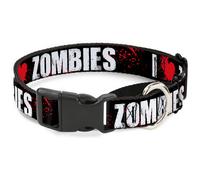 Plastic Martingale Collar I "Heart" ZOMBIES Bold Splatter Black/White/Red WIDE-S