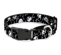 Plastic Martingale Collar Jack Expressions/Bones Scattered Black/White Medium 11