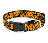 Plastic Martingale Collar Jack-o'-Lantern Collage Black Small 9-15"