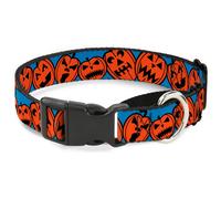 Plastic Martingale Collar Jack-o'-Lanterns Blue Medium 11-17"