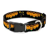 Plastic Martingale Collar Jack-o'-Lanterns/Haunted House Black/Yellow WIDE-Small