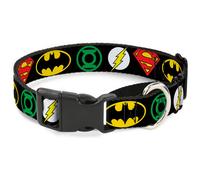 Plastic Martingale Collar Justice League Superhero Logos WIDE-Small 13-18"