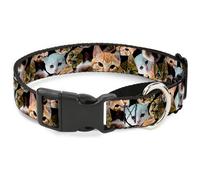 Plastic Martingale Collar Kitten Faces Scattered Black Small 9-15"