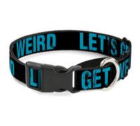 Plastic Martingale Collar LET'S GET WEIRD Weathered Black/Bright Blue WIDE-Small
