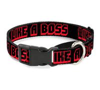 Plastic Martingale Collar LIKE A BOSS Black/Red WIDE-Large 18-32"