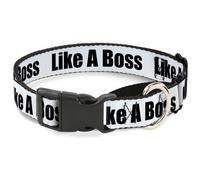 Plastic Martingale Collar LIKE A BOSS White/Black Large 15-26"