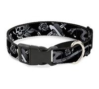 Plastic Martingale Collar Live Hard Die Young Black/White WIDE-Large 18-32"