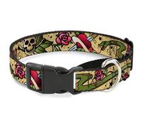 Plastic Martingale Collar Live Hard Die Young Tan WIDE-Medium 16-23"