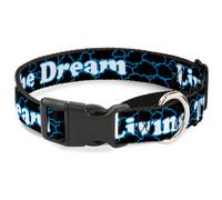 Plastic Martingale Collar LIVING THE DREAM/Clouds Black/Blue/White Small 9-15"