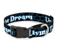 Plastic Martingale Collar LIVING THE DREAM/Clouds Black/Blue/White WIDE-Large 18