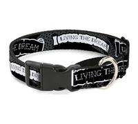 Plastic Martingale Collar LIVING THE DREAM Scroll Gray/Black/White Large 15-26"