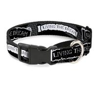 Plastic Martingale Collar LIVING THE DREAM Scroll Gray/Black/White WIDE-Medium 1