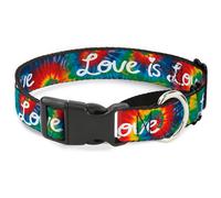 Plastic Martingale Collar LOVE IS LOVE BD Tie Dye/White WIDE-Medium 16-23"