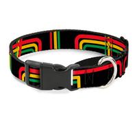 Plastic Martingale Collar Maze Lines Black/Rasta Medium 11-17"