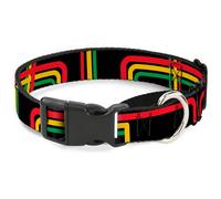 Plastic Martingale Collar Maze Lines Black/Rasta WIDE-Small 13-18"