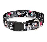 Plastic Martingale Collar Mickey & Minnie Peek-a-Boo Expressions Swirl Black/Whi
