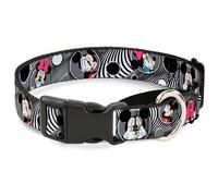 Plastic Martingale Collar Mickey & Minnie Peek-a-Boo Expressions Swirl Black/Whi