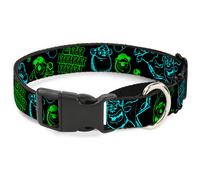 Plastic Martingale Collar Monsters Inc. Sully & Mike Poses/GRRRRR Black/Turquoi