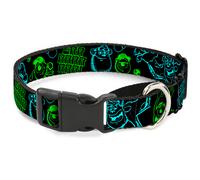 Plastic Martingale Collar Monsters Inc. Sully & Mike Poses/GRRRRR Black/Turquoi