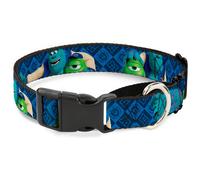 Plastic Martingale Collar Monsters University Sulley & Mike Poses/Checkers Blue
