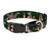 Plastic Martingale Collar Mowgli & Baloo 3-Poses Leaves/Flowers Greens/Orange WI