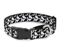 Plastic Martingale Collar Mud Flap Girl Diamonds Black/White WIDE-Large 18-32"