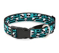 Plastic Martingale Collar Multi Panda w/Sunglasses Stripe Turquoise/Black WIDE-S