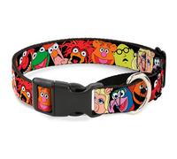 Plastic Martingale Collar Muppets Faces Black Small 9-15"